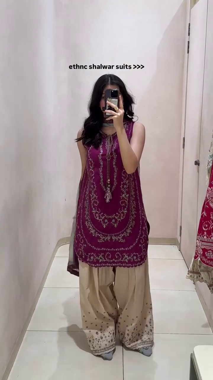 Pink & Olive Ethnic Shalwar Suit