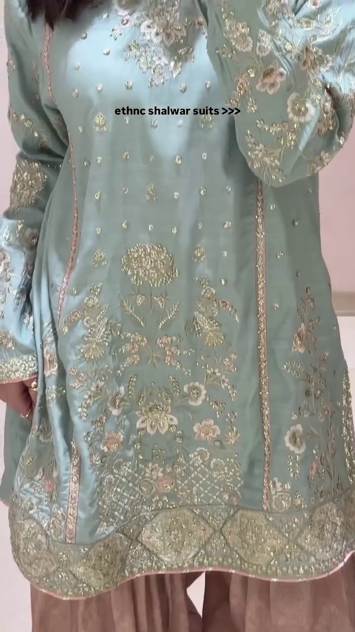 Pink & Olive Ethnic Shalwar Suit