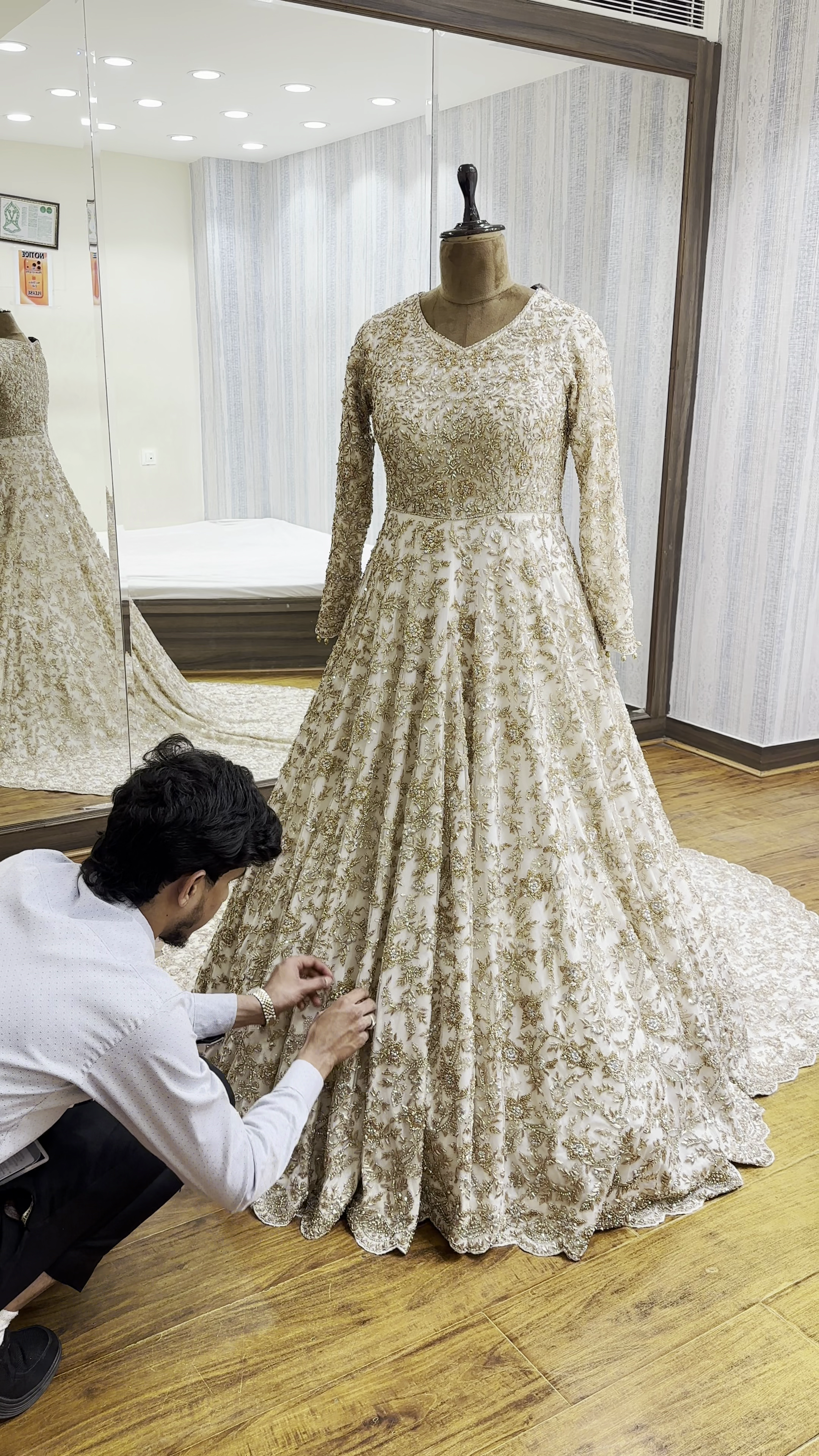 Ivory and Gold Bridal Lehenga