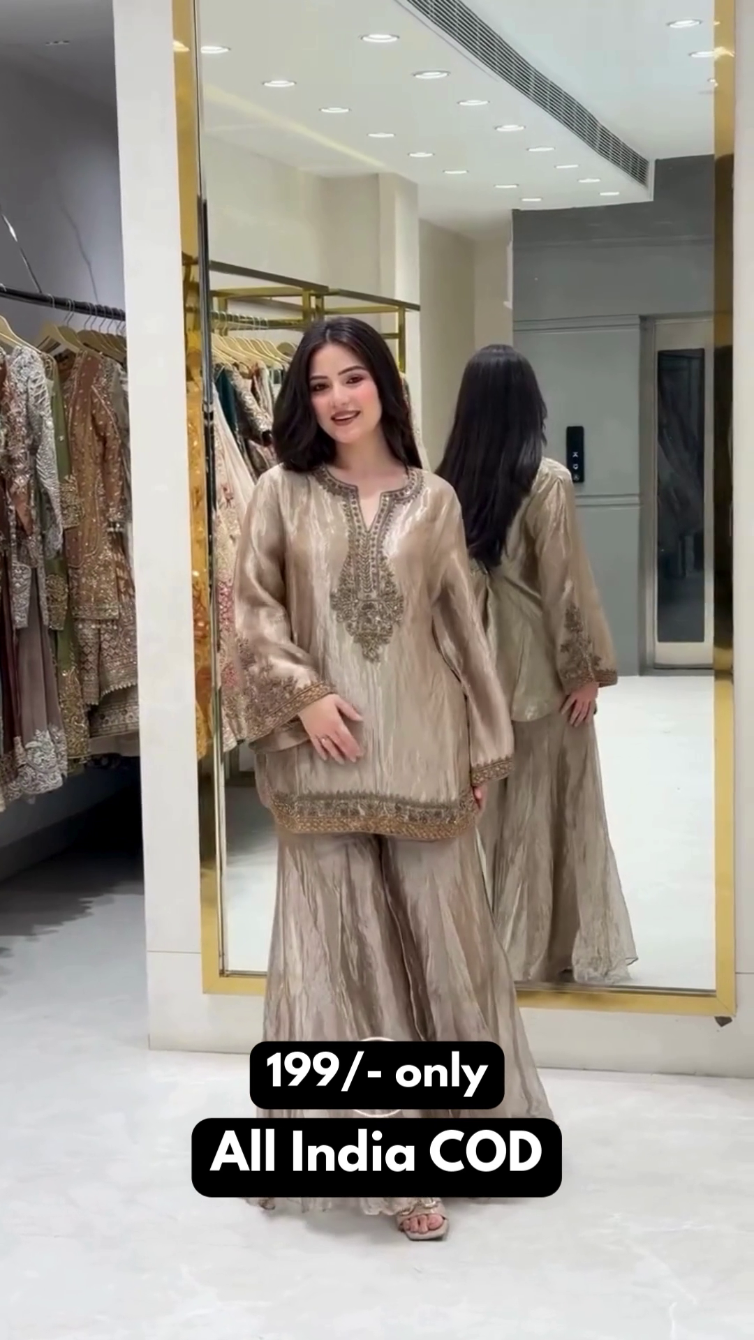 Taupe Embroidered Suit with Dupatta