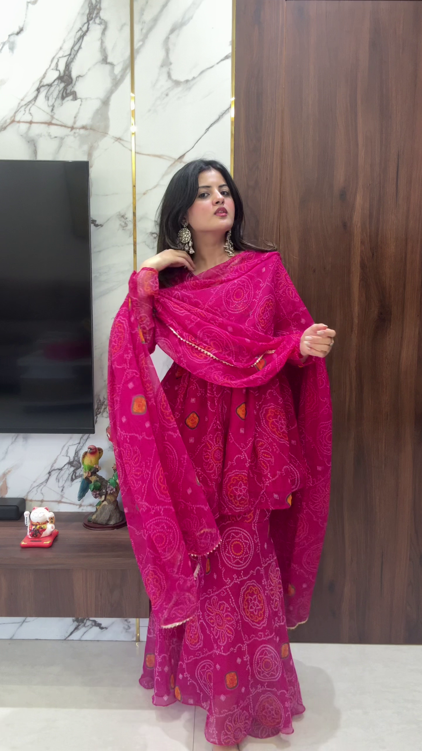 Fuchsia Printed Ethnic Set