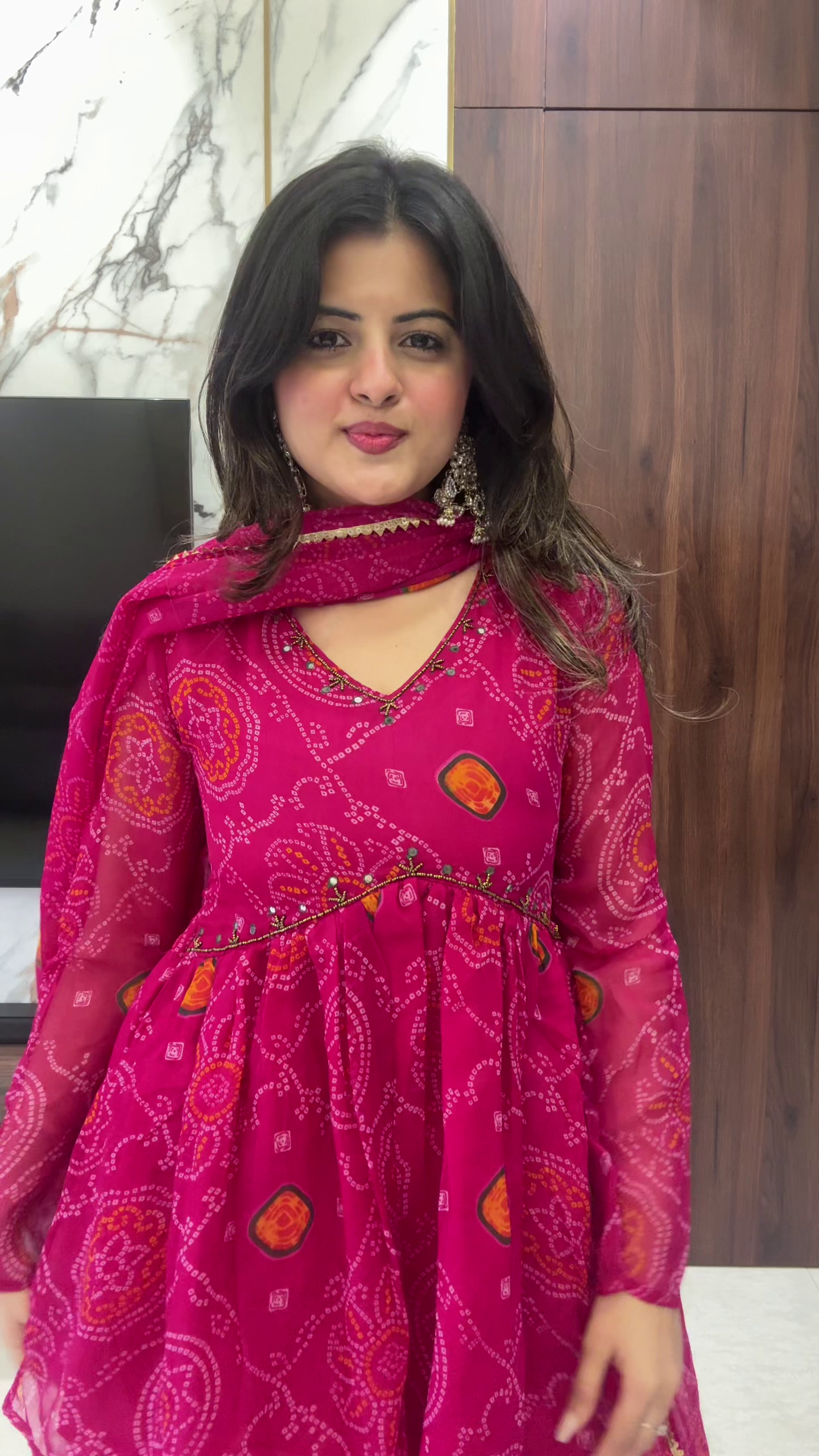 Fuchsia Printed Ethnic Set