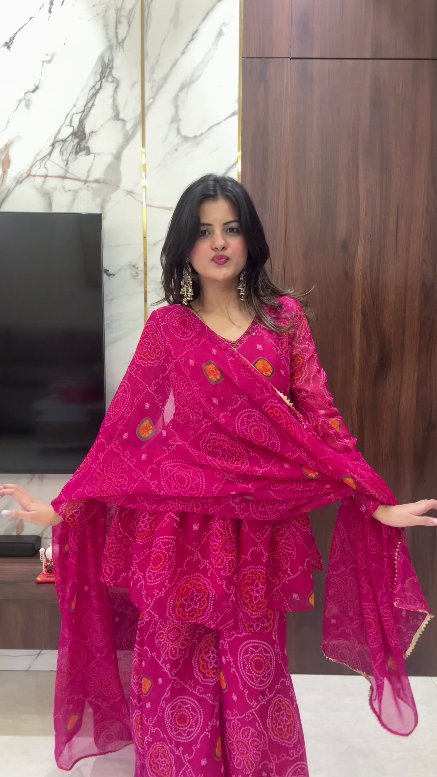 Fuchsia Printed Ethnic Set