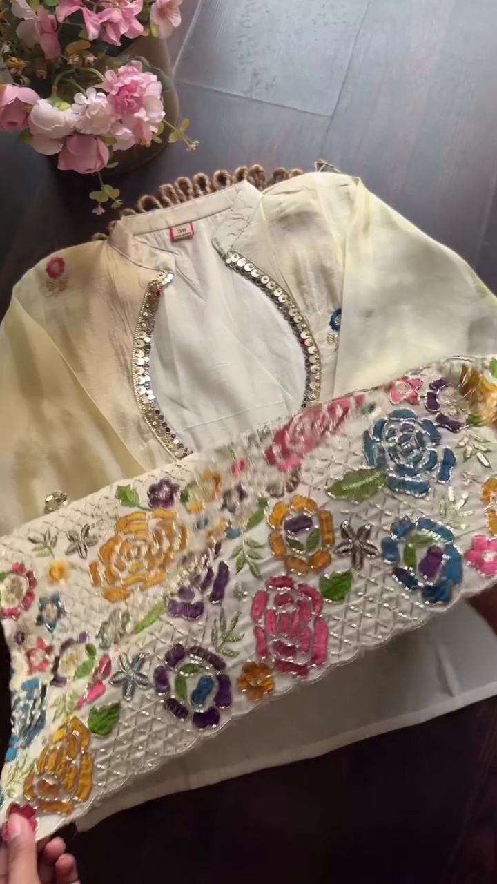 Floral Embroidered Pastel Kurta Set