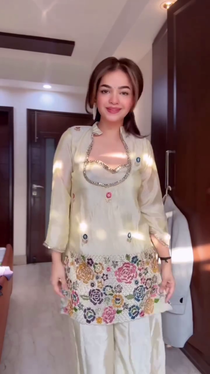 Floral Embroidered Pastel Kurta Set