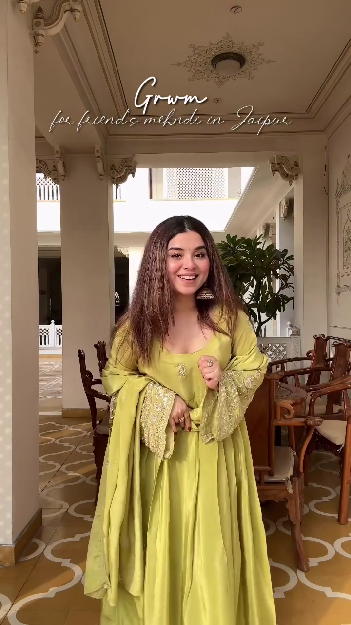 Lime Green Festive Anarkali Set