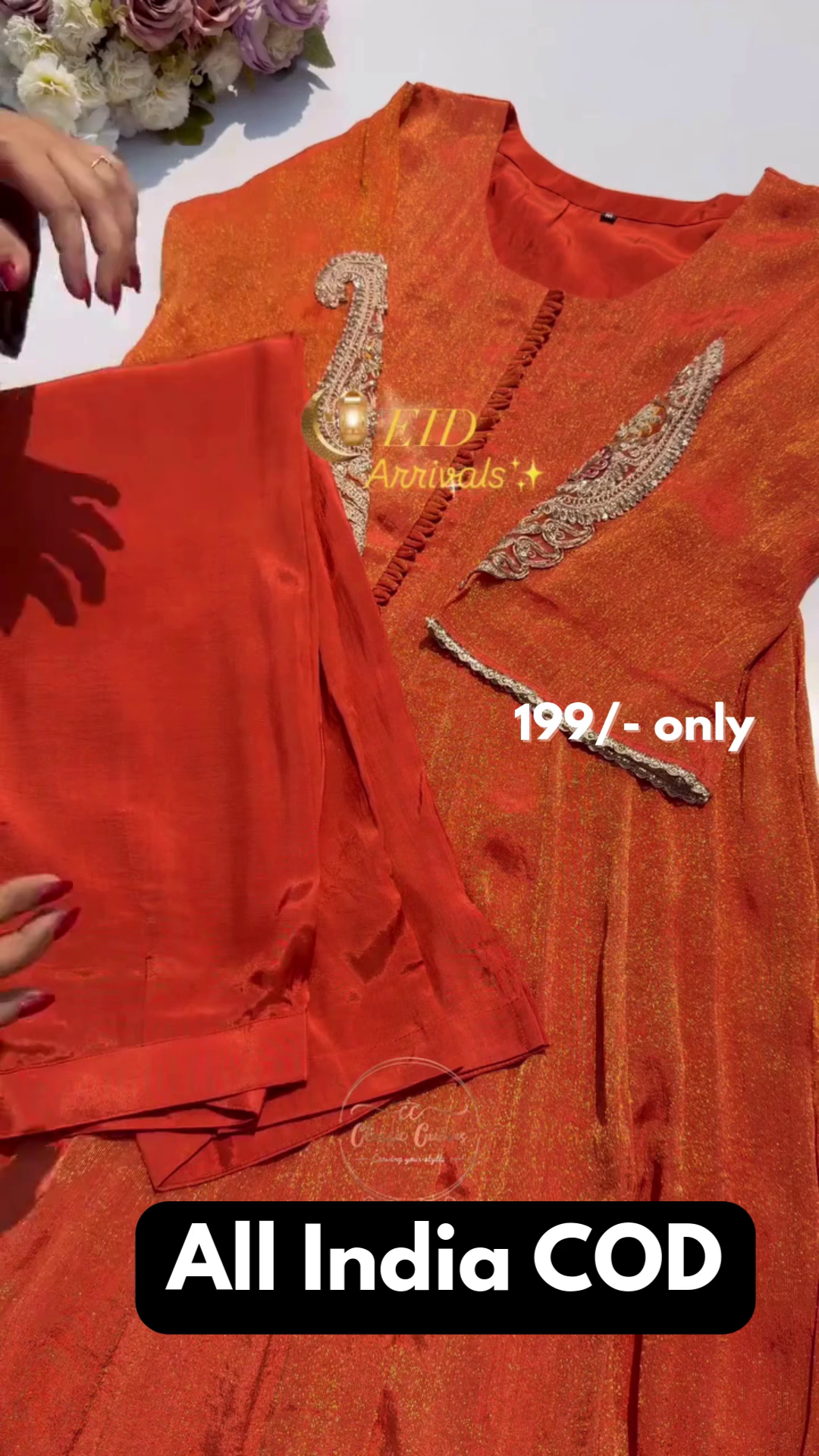 Rust Orange Eid Special Kurta Set