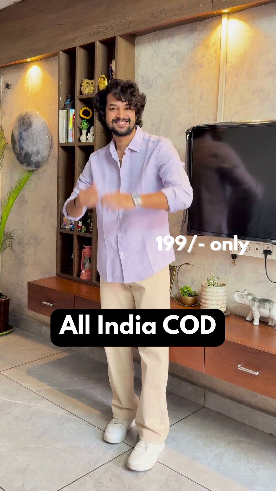 Beige Wide-Leg Korean Pants