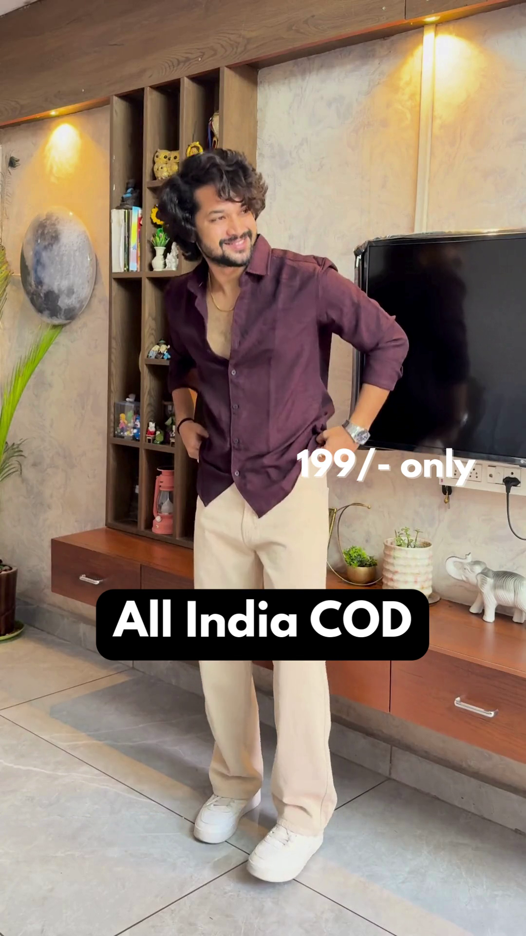 Beige Wide-Leg Korean Pants