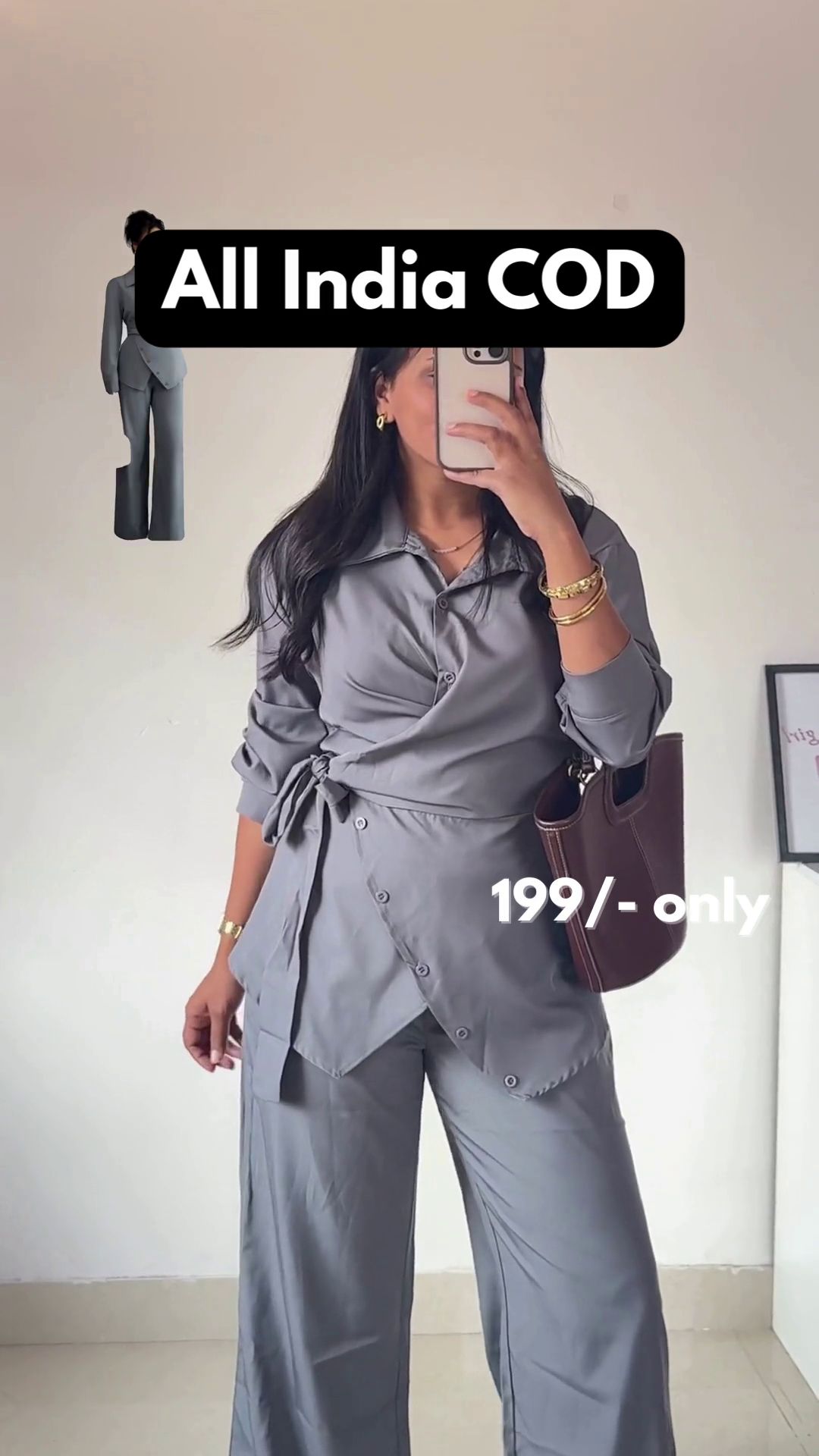 Elegant Grey Two-Piece Vest and Trouser Set for Women