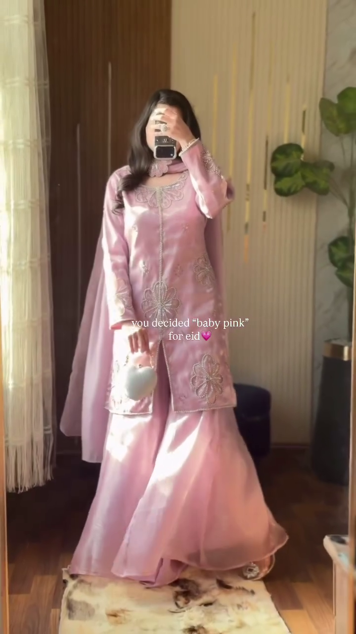 Baby Pink Elegant Kurta Sharara Set