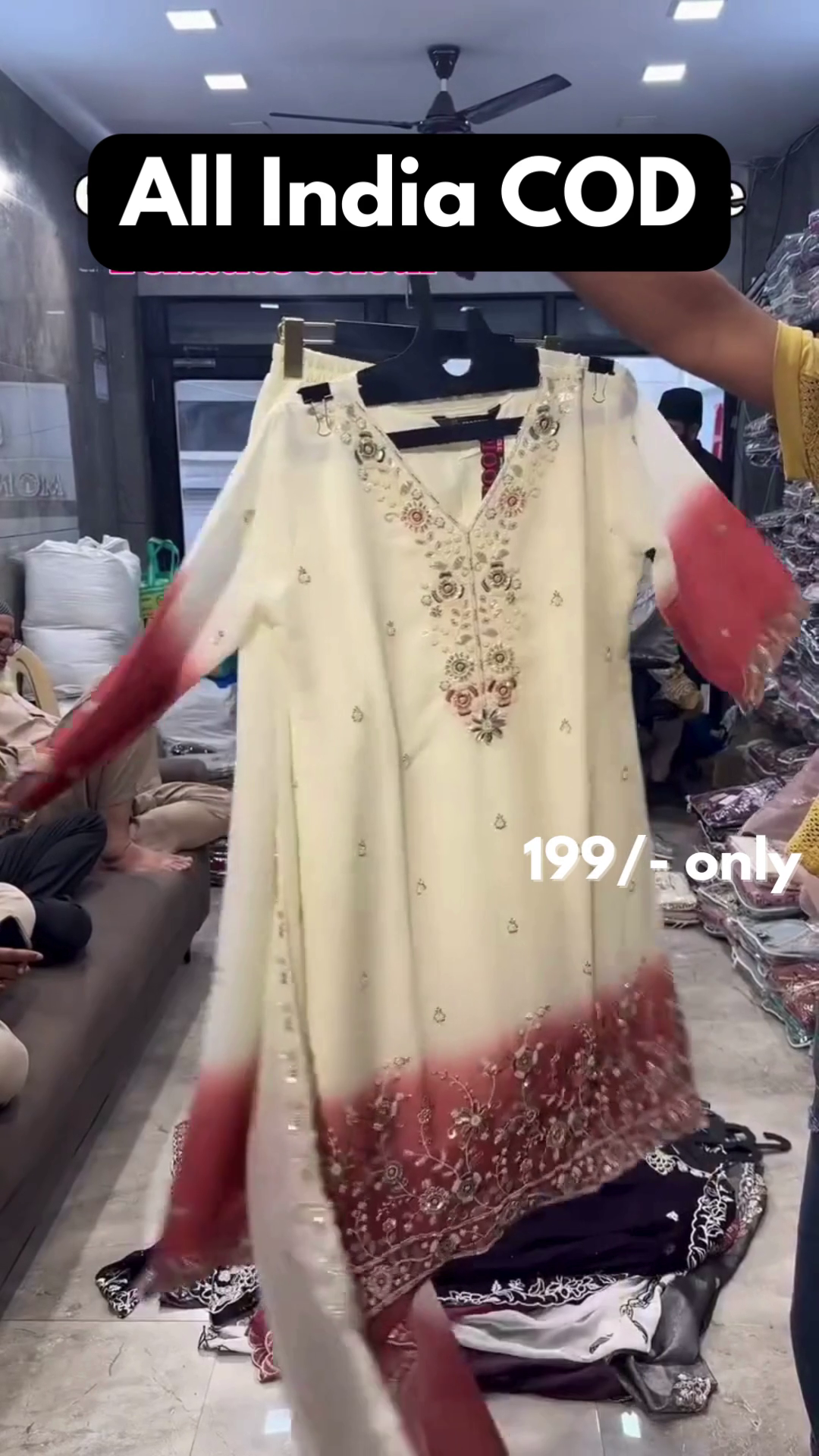 Ivory Embroidered Kurta Set with Designer Dupatta