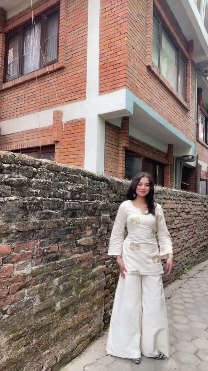 Classic Cream Embroidered Kurta and Palazzo Set