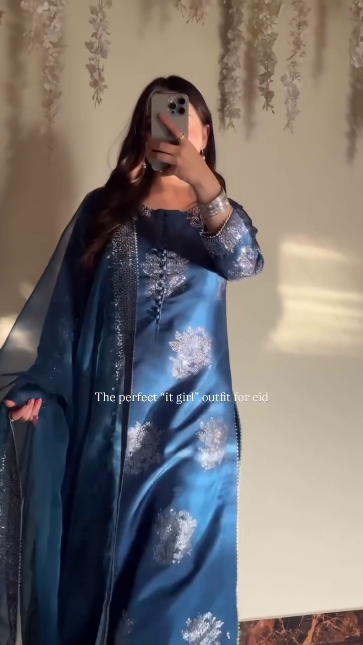 Royal Blue Embroidered Festive Kurta Set