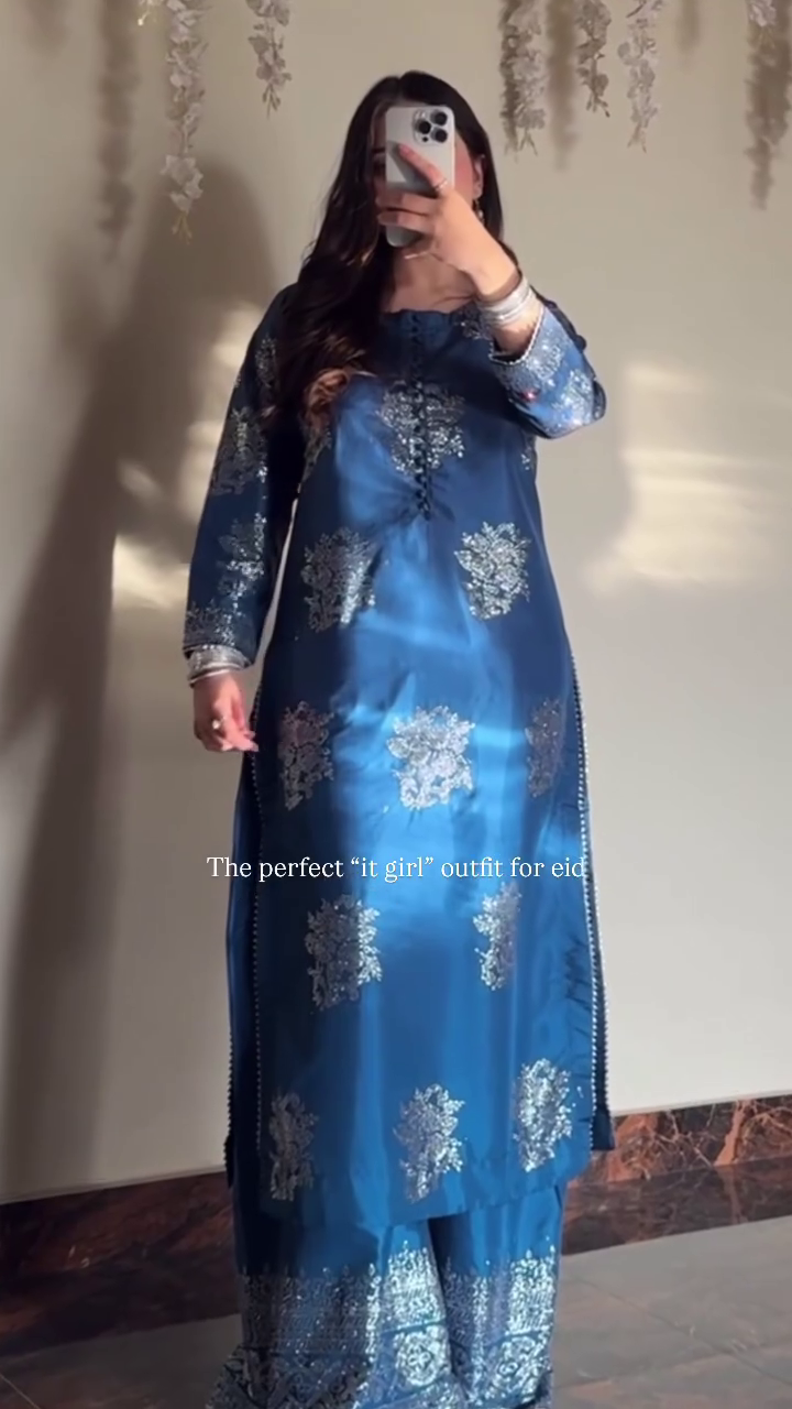 Royal Blue Embroidered Festive Kurta Set