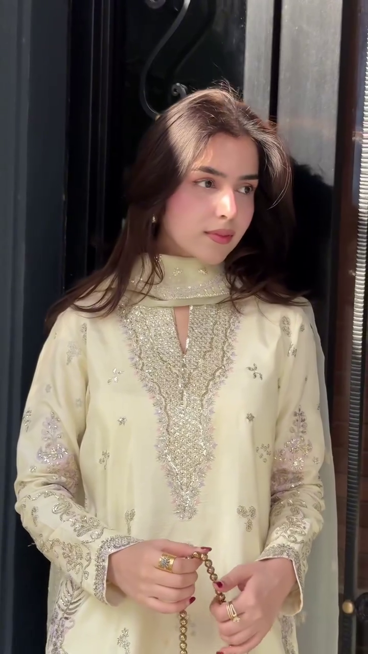 Classic Cream Embroidered Kurta Set