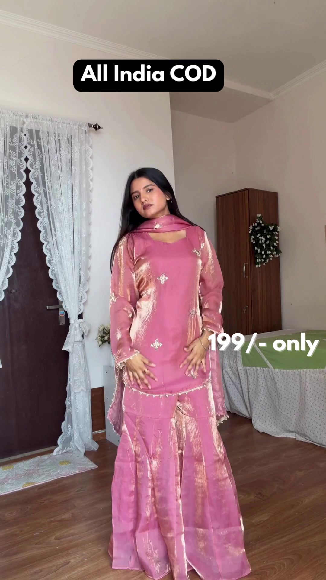 Ivory Gold Brocade Anarkali Kurta Set