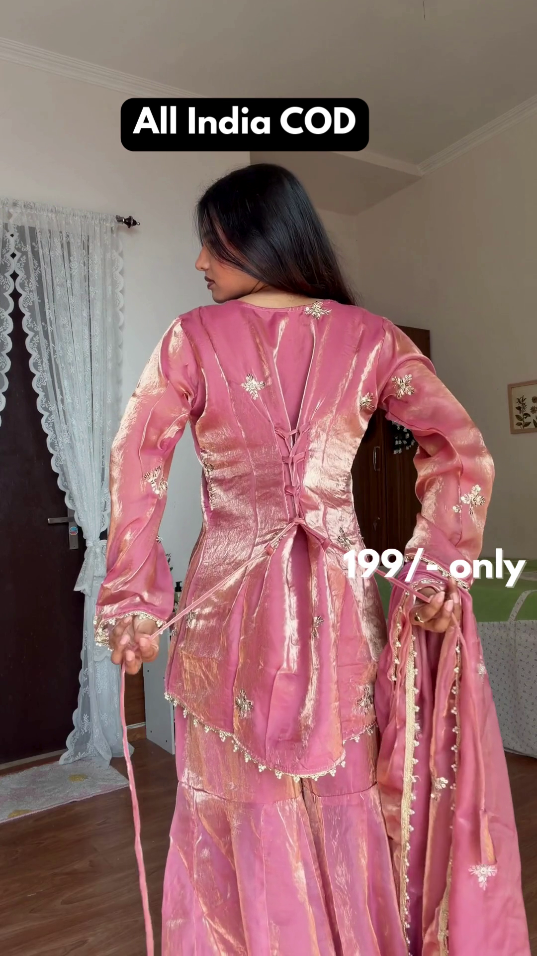 Ivory Gold Brocade Anarkali Kurta Set