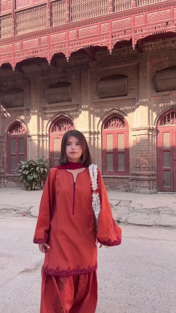 Rust Embroidered Kurta Set with Classic Patiala Trousers