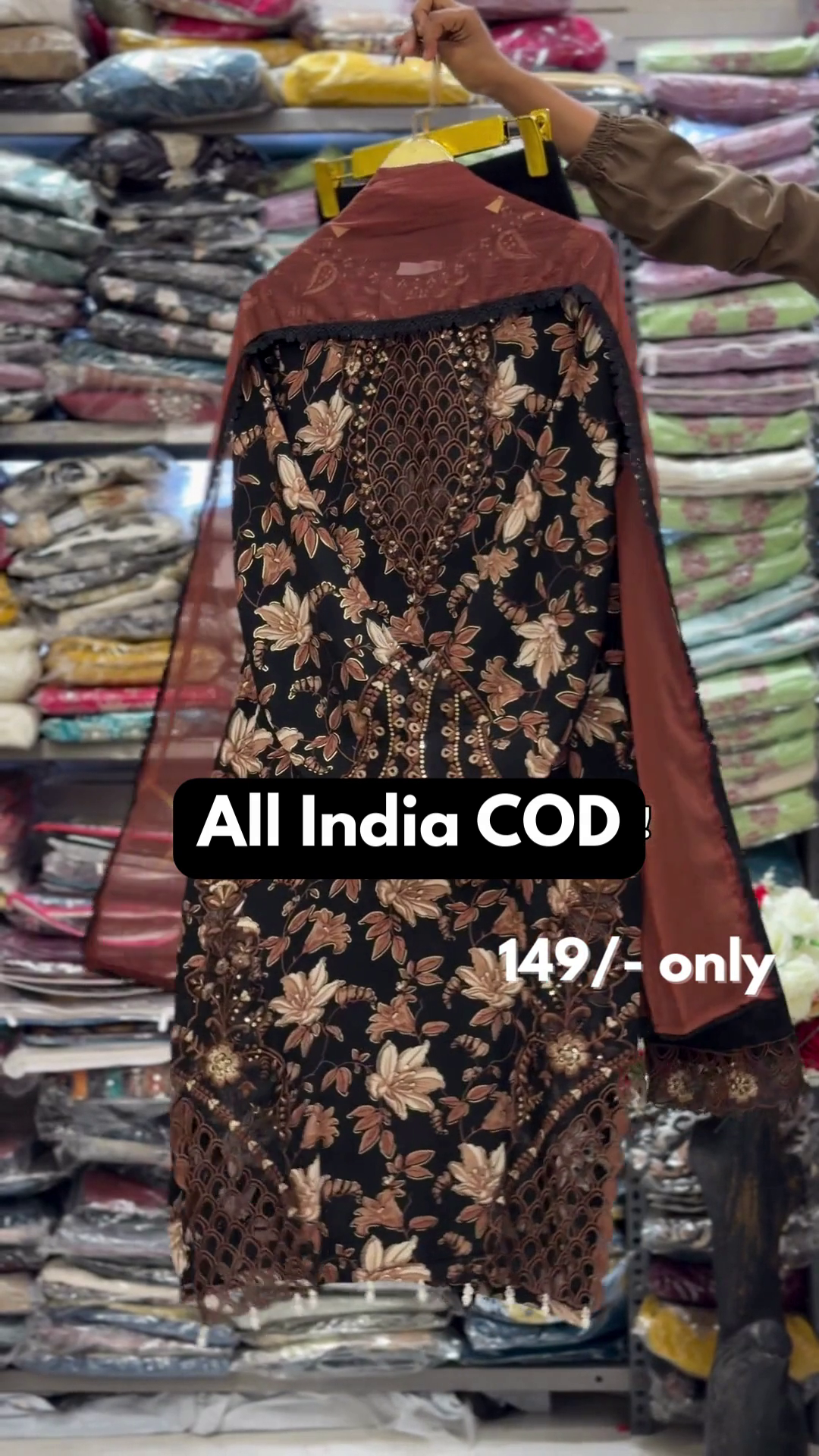 Elegant Floral Embroidered Three Piece Suit Set