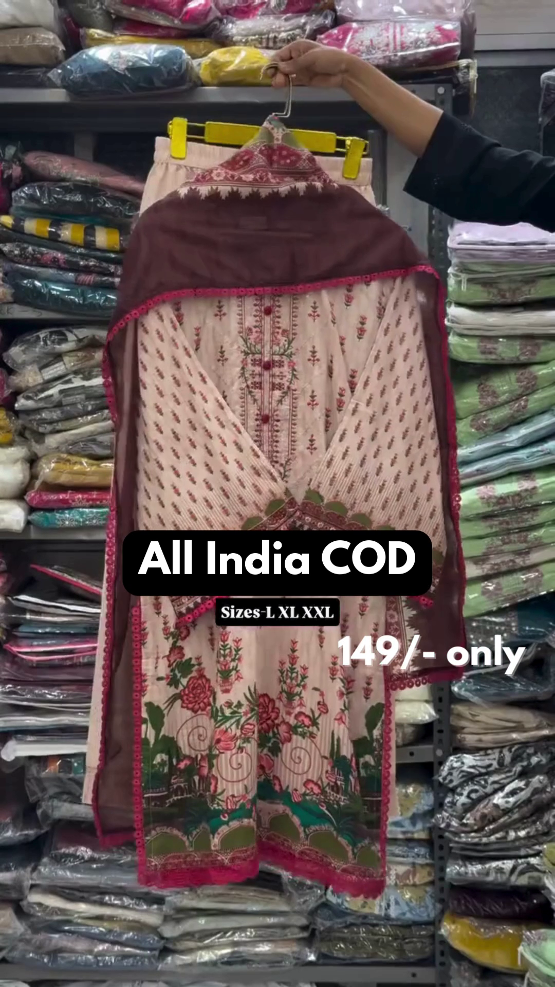 Elegant Floral Embroidered Three Piece Suit Set