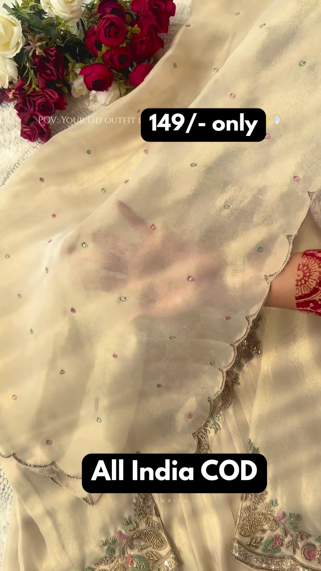 Premium Beige Embroidered Suit Set with Dupatta