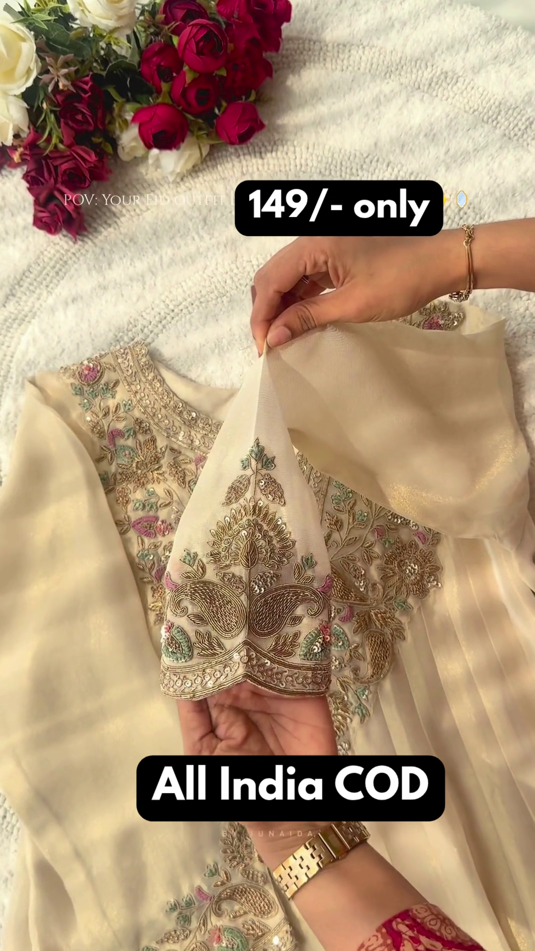 Premium Beige Embroidered Suit Set with Dupatta
