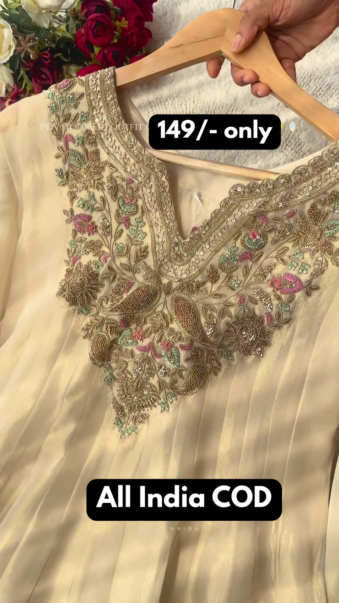 Premium Beige Embroidered Suit Set with Dupatta