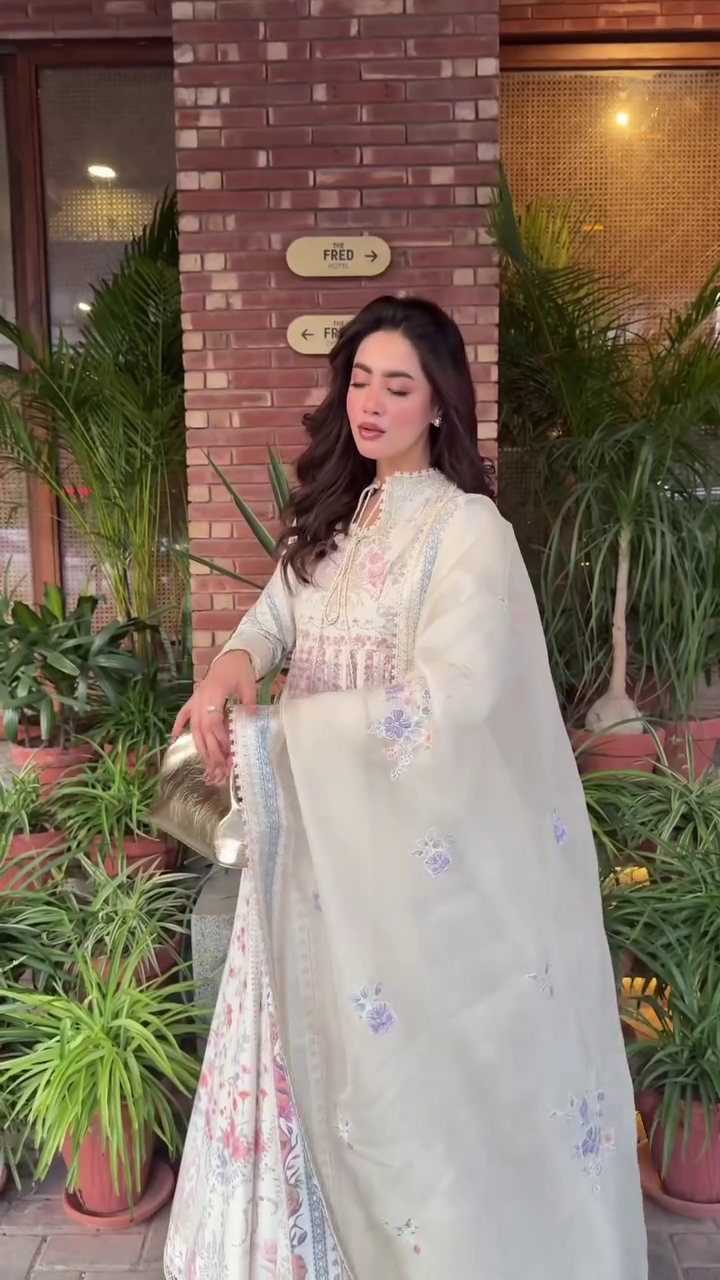 Graceful Pastel Floral Anarkali with Dupatta