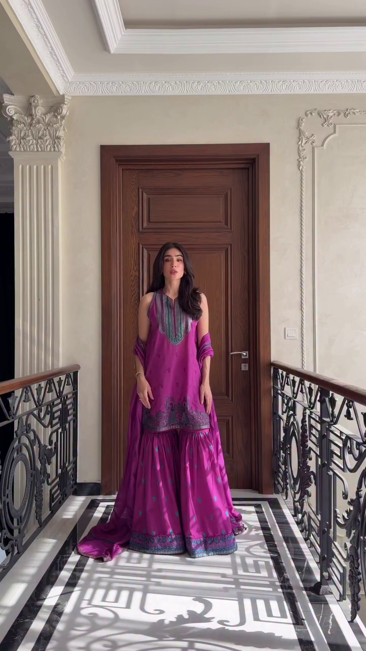 Stylish Magenta Kurta with Sharara Set