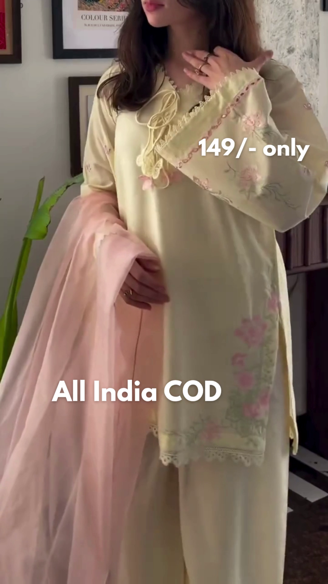 Pastel Yellow Floral Kurta Set with Dupatta