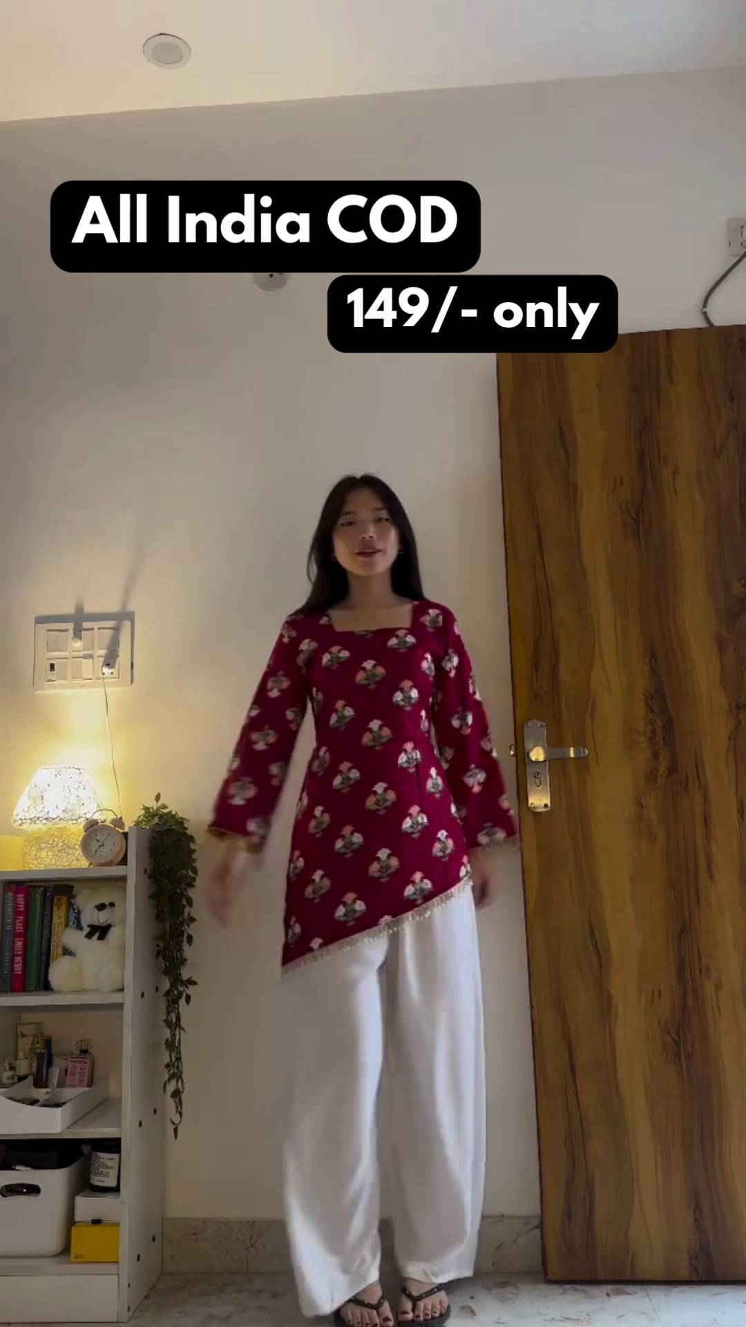 Printed Casual Kurta with White Palazzo