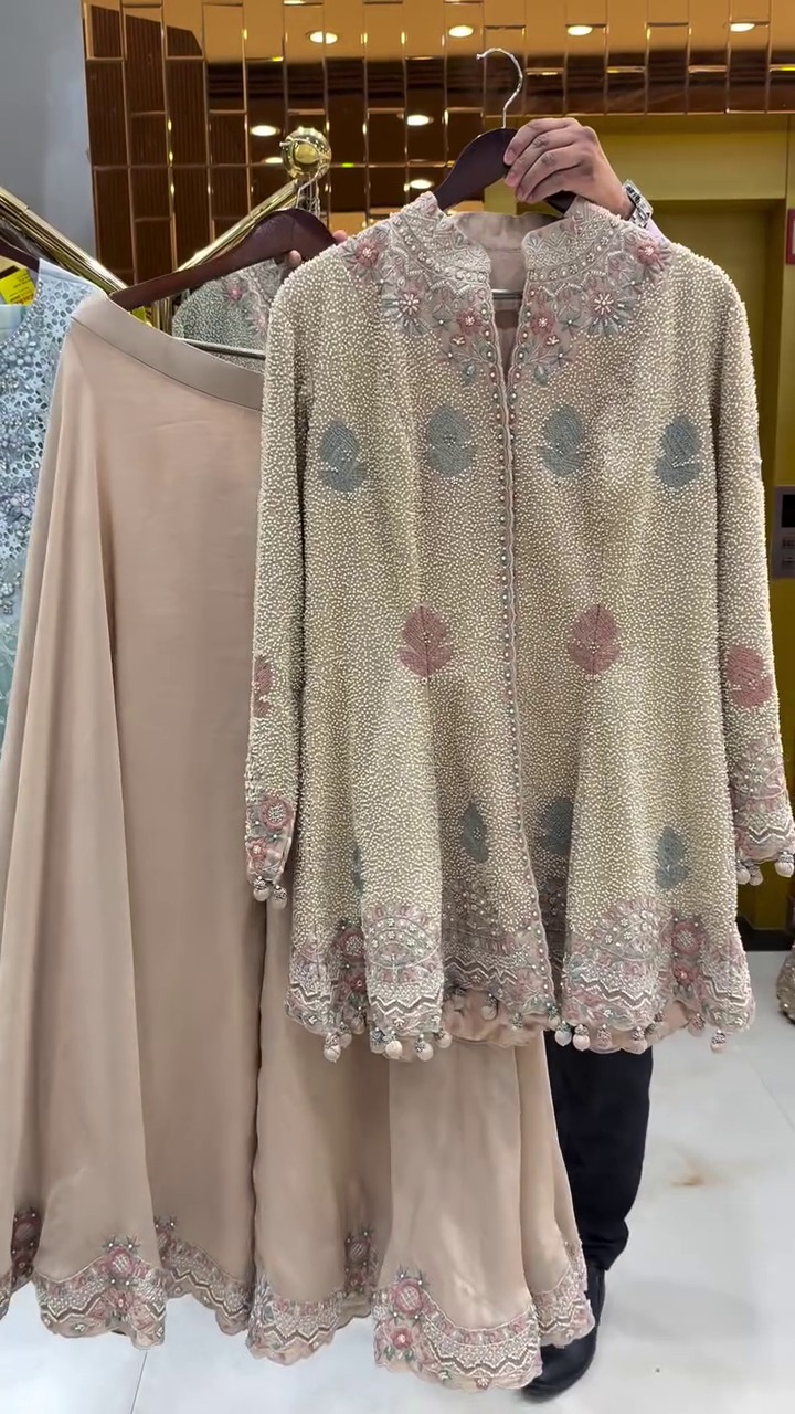 Blush Pink Embroidered Jacket Style Suit