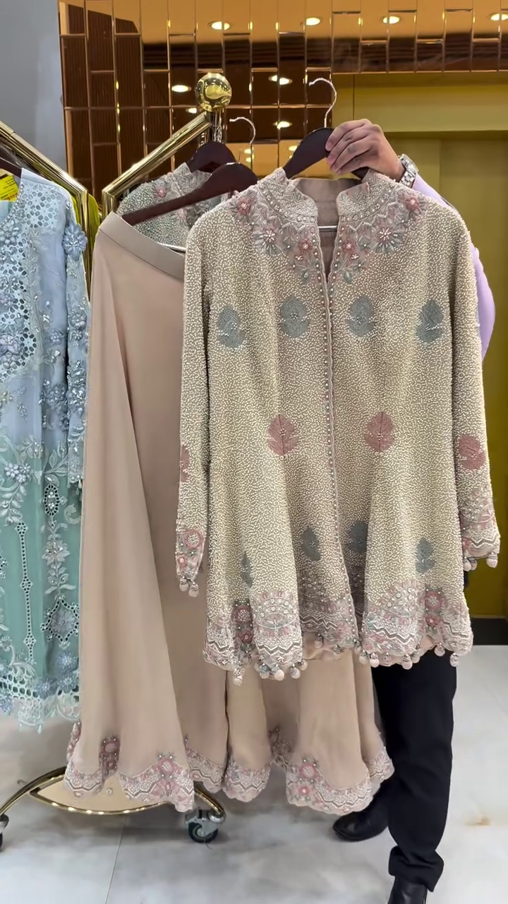 Blush Pink Embroidered Jacket Style Suit