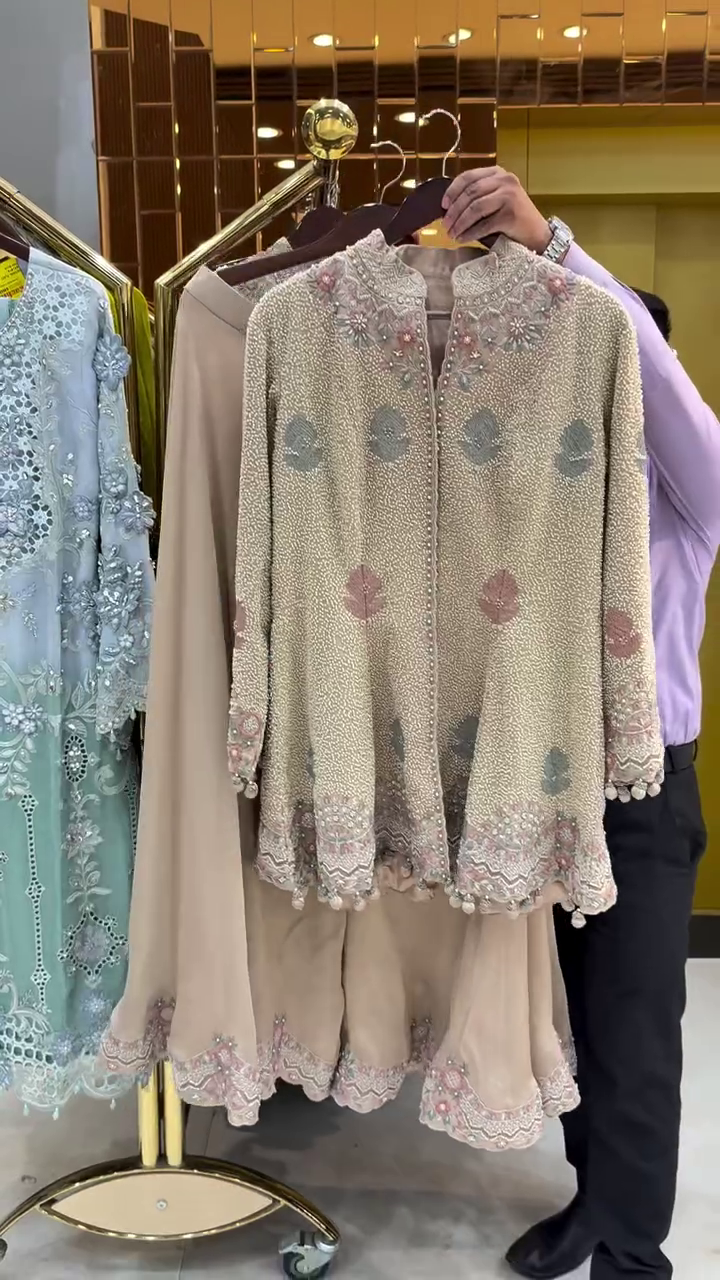 Blush Pink Embroidered Jacket Style Suit