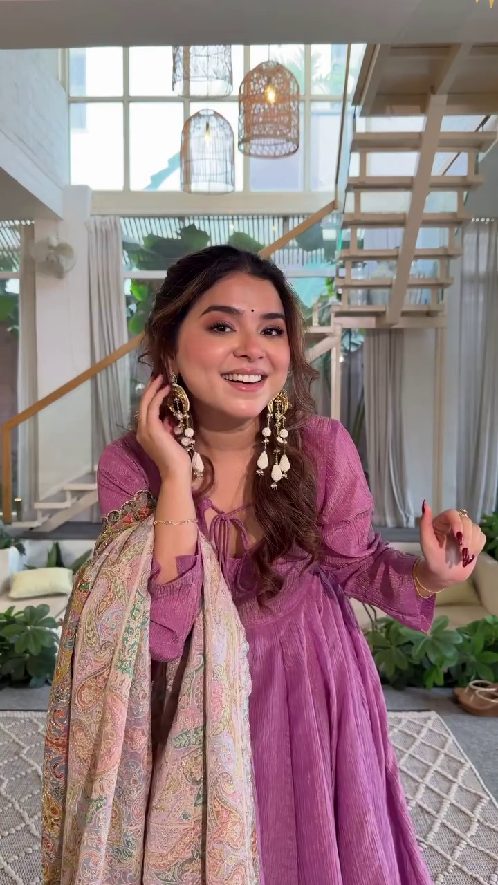 Elegant Purple Anarkali Set with Dupatta